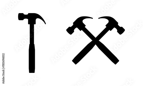 Hammer icons. Silhouette style. Vector icons.