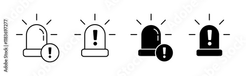 Siren set icons. Red alert icons. Linear and silhouette style. Vector icons.