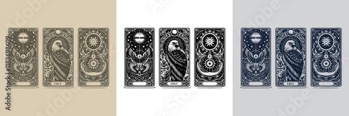 artistic eagle playing card tattoo design