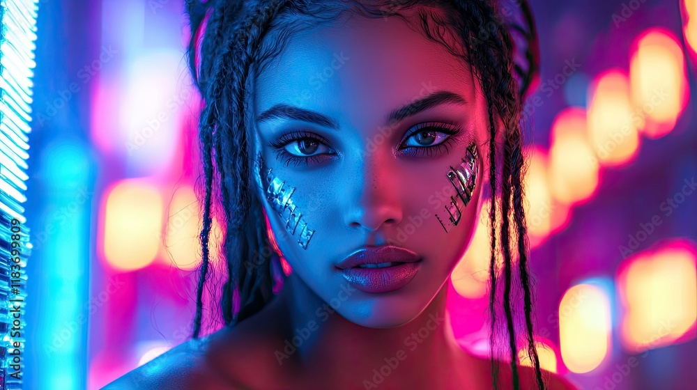 Neon Cyberpunk Portrait: A Futuristic Fashion Statement Neon Cyberpunk Portrait: A Futuristic Fashion Statement