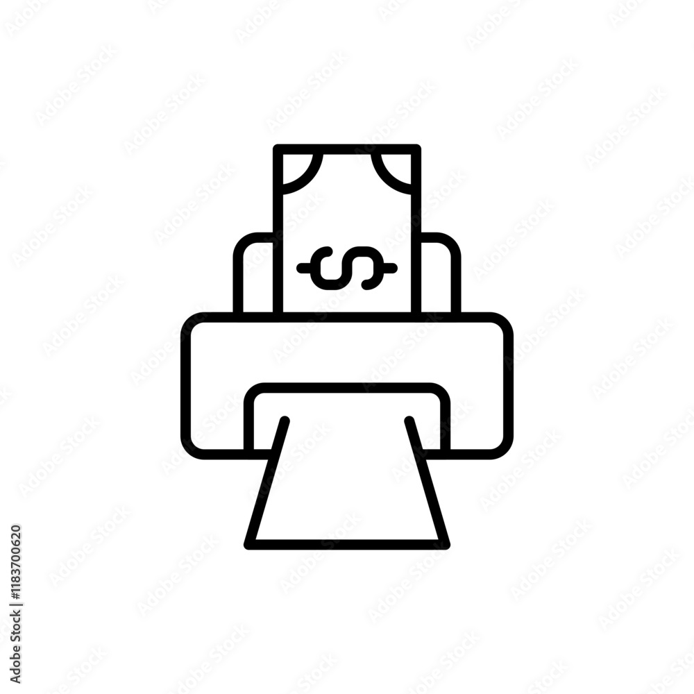 Money printing outline icons, minimalist vector illustration ,simple transparent graphic element .Isolated on white background Money printing outline icons, minimalist vector illustration ,simple transparent graphic element .Isolated on white background