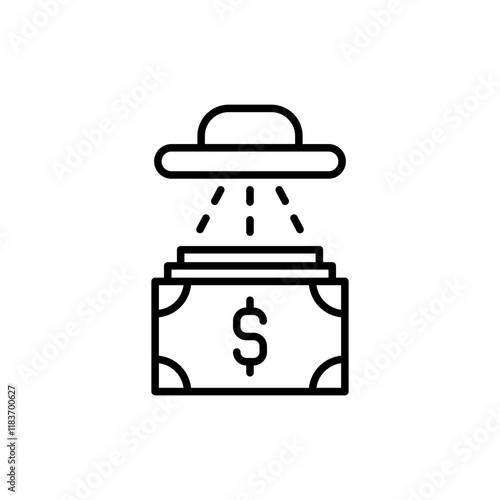Money laundering outline icons, minimalist vector illustration ,simple transparent graphic element .Isolated on white background