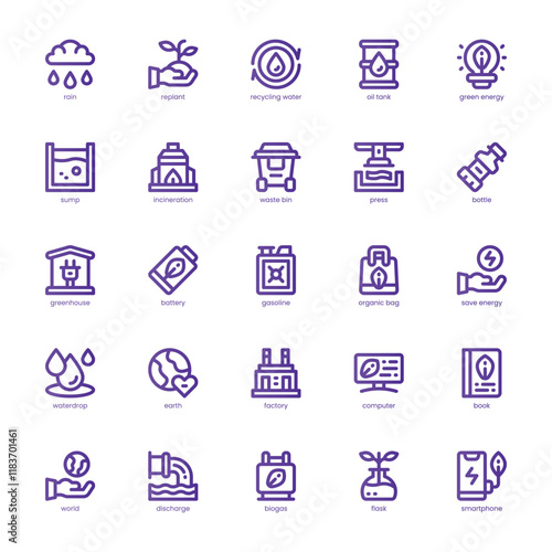 Recycling Icon pack for your website, mobile, presentation, and logo design. Recycling Icon basic line gradient design. Vector graphics illustration and editable stroke.