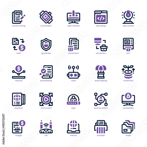 Digital Nomad Icon pack for your website, mobile, presentation, and logo design. Digital Nomad Icon dual tone design. Vector graphics illustration and editable stroke.