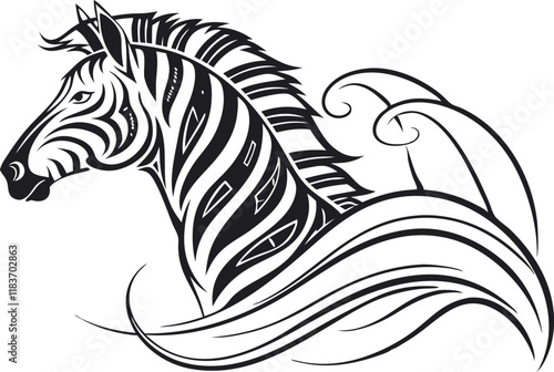 Adobe Illustrator Artwork zebra, minimalistic vector design with transparent background, suitable for logos, posters and products