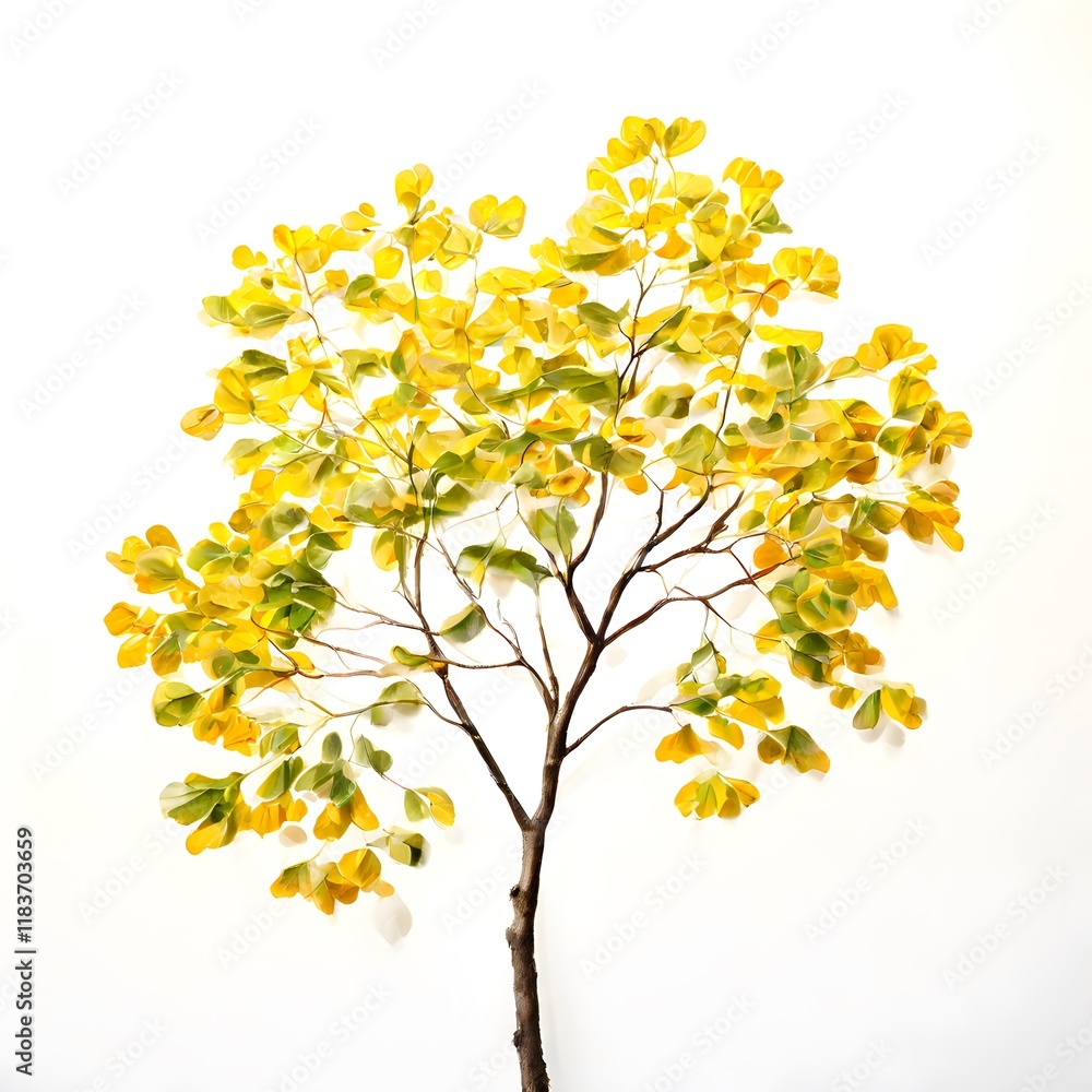 Obraz premium A beautiful green bush tree isolated on a white background