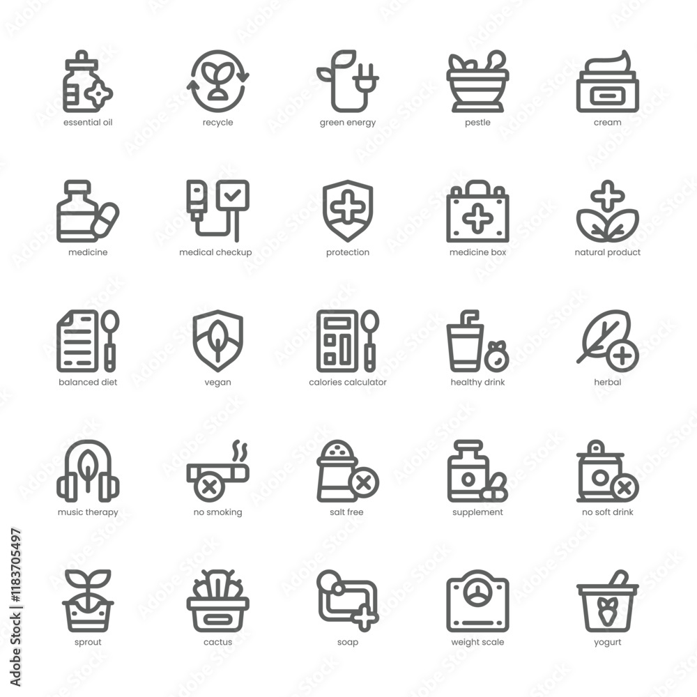 Nature Health icon pack for your website, mobile, presentation, and logo design. Nature Health icon outline design. Vector graphics illustration and editable stroke. Nature Health icon pack for your website, mobile, presentation, and logo design. Nature Health icon outline design. Vector graphics illustration and editable stroke.