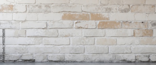 Grunge white brick wall with weathered texture photo