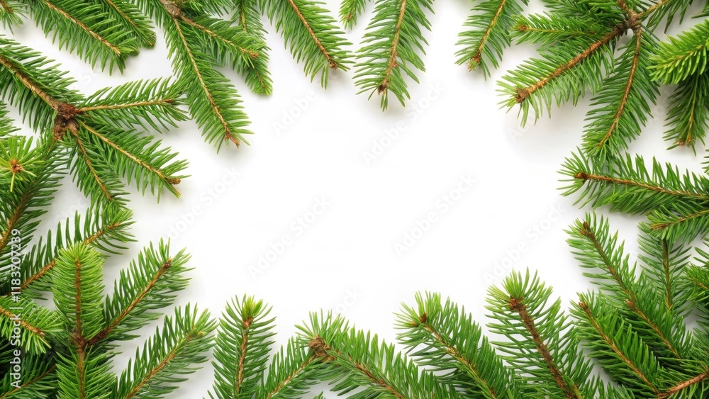 Dense fir tree branches on white background , tree, nature, tree Dense fir tree branches on white background , tree, nature, tree