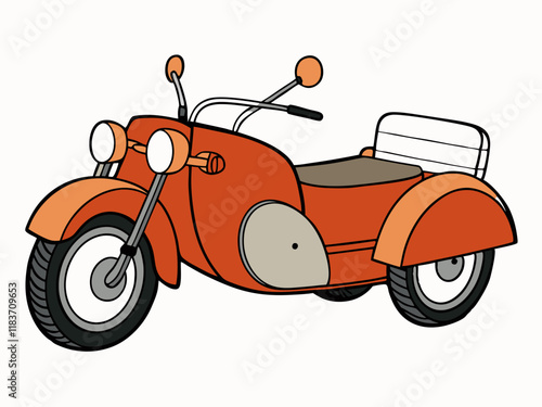 Vintage Orange ThreeWheeled Motorcycle Sidecar Motorbike