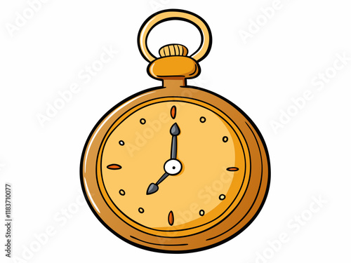 Antique Golden Pocket Watch Timepiece Illustration Clock Design