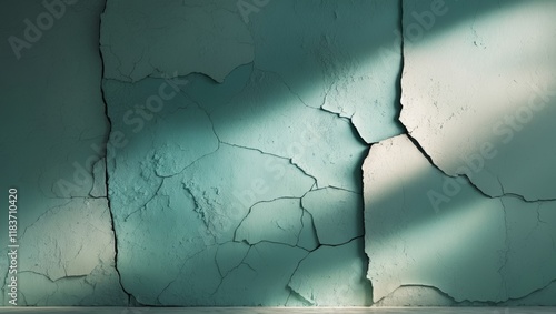 Teal Cracked Plaster Abstract Background photo