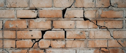 wall with a lot of cracks and holes the wall is made of bricks the wall is old and has been damaged over time photo