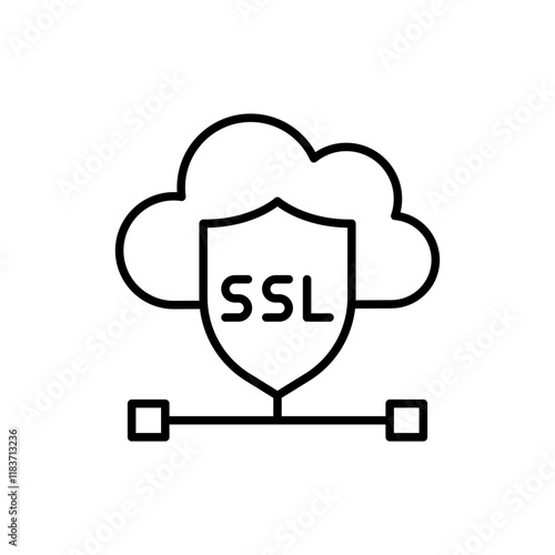 Cloud SSL Certificate outline icons, minimalist vector illustration ,simple transparent graphic element .Isolated on white background