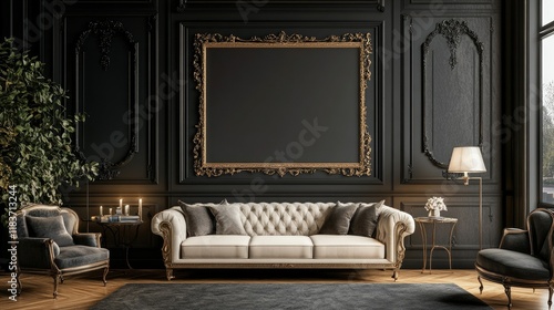 Elegant Black and Gold Living Room Interior Design