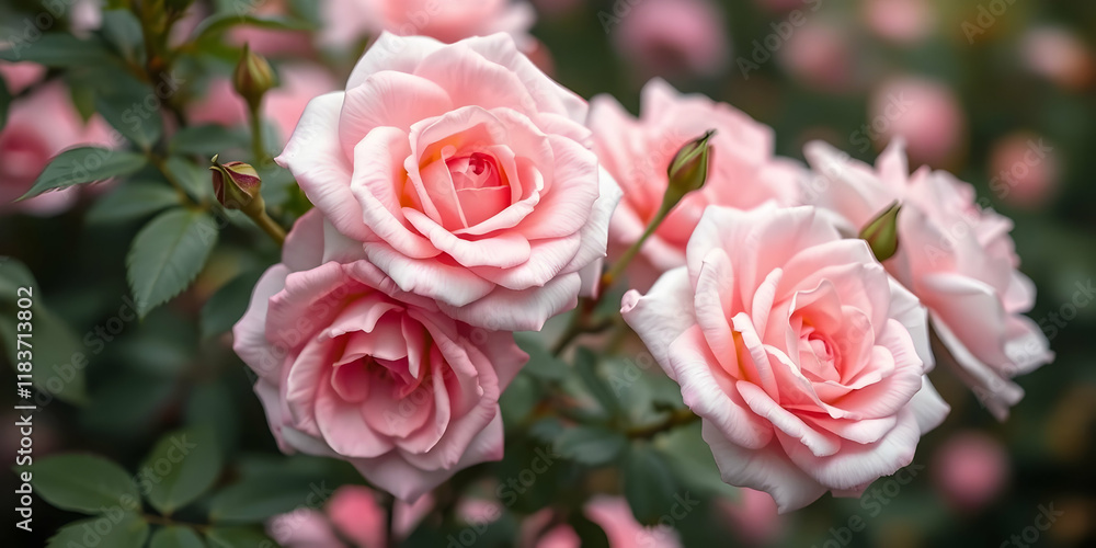 Pink roses, garden setting, soft focus background, lush green foliage, delicate petals, romantic atmosphere, natural lighting, blooming flowers, pastel colors, dreamy aesthetic, shallow depth of field Pink roses, garden setting, soft focus background, lush green foliage, delicate petals, romantic atmosphere, natural lighting, blooming flowers, pastel colors, dreamy aesthetic, shallow depth of field