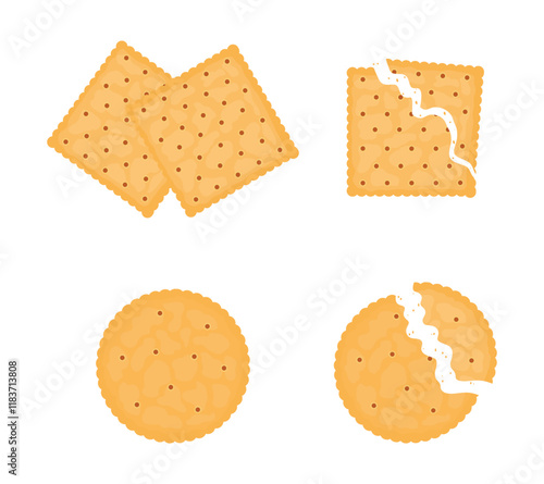 Crispy crackers set with whole and broken pieces