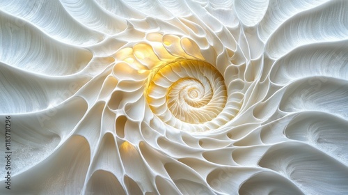 Intricate Spiral Shell with Golden Center Abstract Nature Macro Background