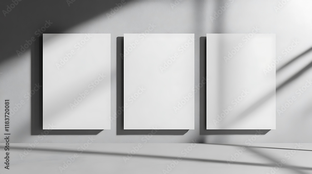 Three blank brochures on gray background, based on Three blank brochures on gray background, based on