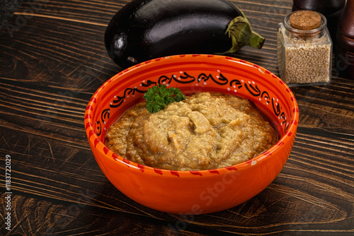 Eggplant dip - Mutabal with tahini paste photo