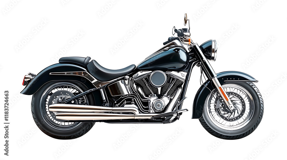 A black motorcycle isolated on a white background A black motorcycle isolated on a white background