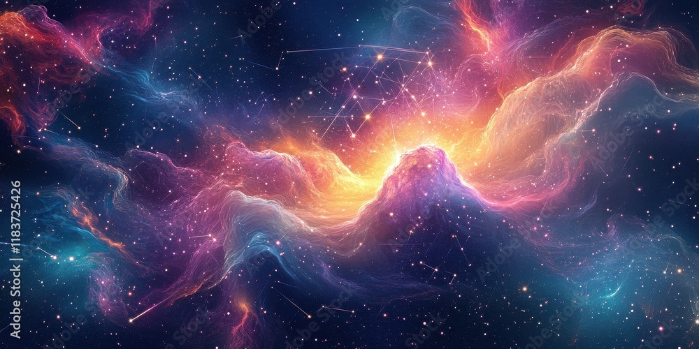 Fototapeta premium Celestial Nebula Cosmic Swirl Abstract Space Art