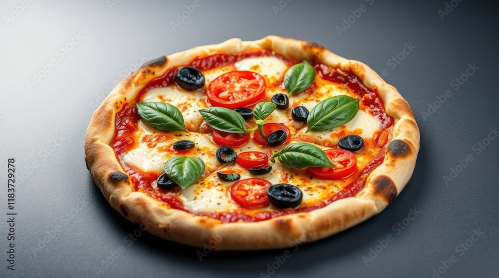 pizza, emphasizing vibrant complementary colors, balanced tones, and high contrast pizza, emphasizing vibrant complementary colors, balanced tones, and high contrast
