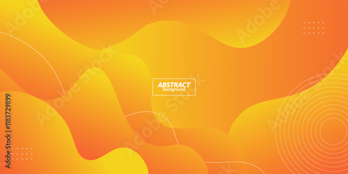 Orange gradient wave background with geometric circle shape elements. Colorful orange wave design. Simple and elegant concept. Vector eps10