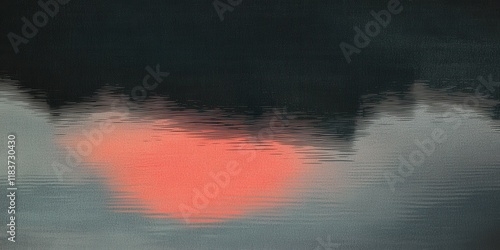 Reflective water art with red sunset