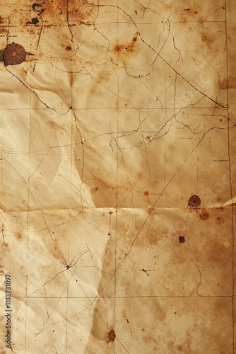 Vintage treasure map background with aged and weathered paper texture for adventure and exploration themes photo