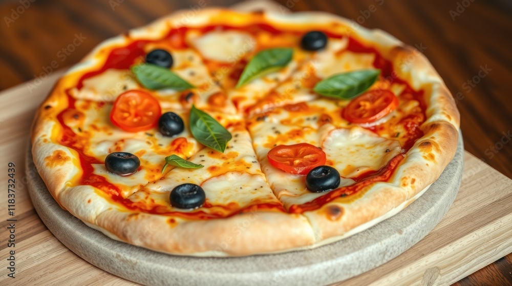 pizza, emphasizing vibrant complementary colors, balanced tones, and high contrast pizza, emphasizing vibrant complementary colors, balanced tones, and high contrast