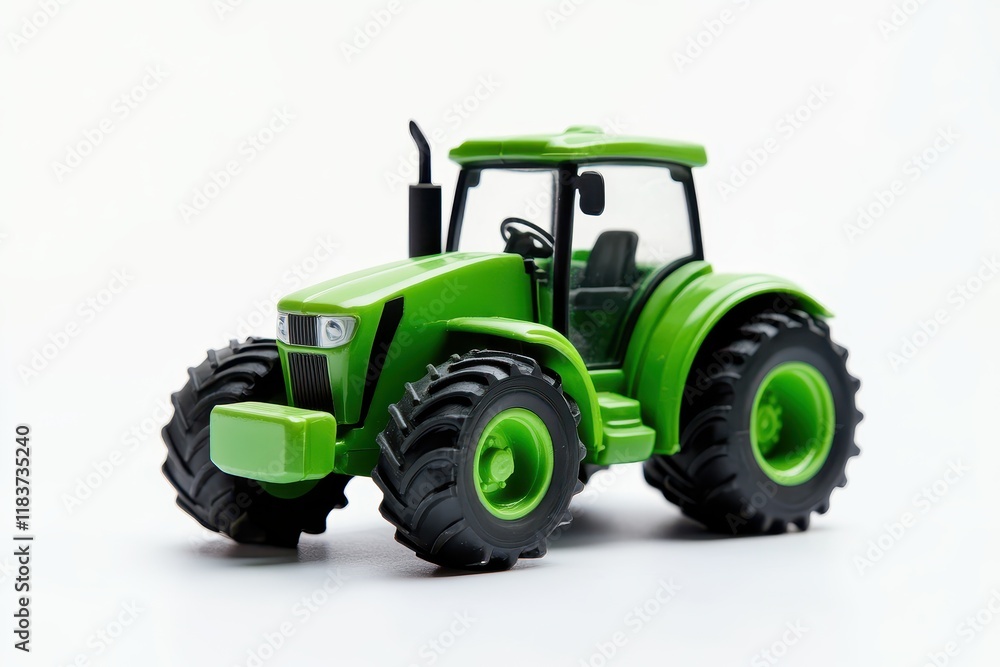 Obraz premium Isolated green toy tractor against white background High quality image