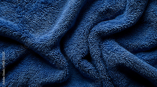 Dark blue towel cloth texture background, seamless pattern, high-resolution photo