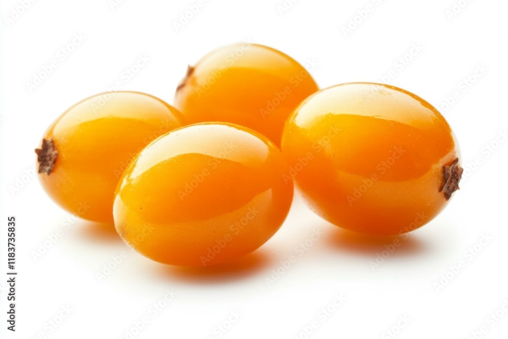 Sea Buckthorn Berries Closeup on White Background Sea Buckthorn Berries Closeup on White Background