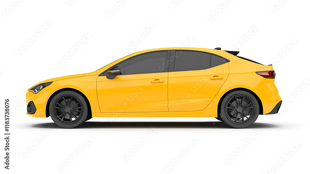 Generic and unbranded yellow car isolated on a white background Generic and unbranded yellow car isolated on a white background