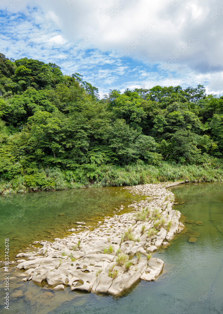 Sunny view of the nature landscape of Shifen area
