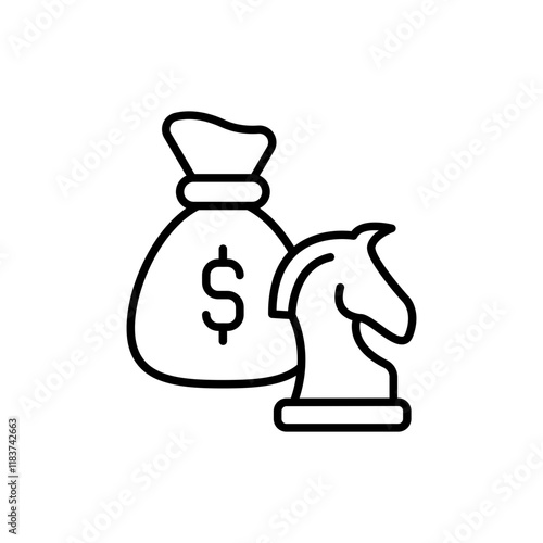Financial planning outline icons, minimalist vector illustration ,simple transparent graphic element .Isolated on white background