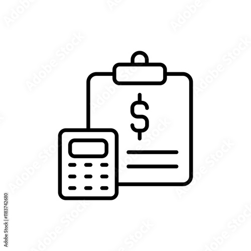 Financial planning outline icons, minimalist vector illustration ,simple transparent graphic element .Isolated on white background