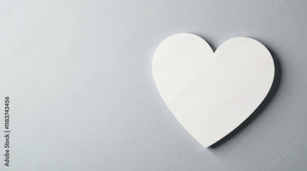 Fototapeta premium White Heart Shape on Gray Background, Perfect for Love and Romance Designs