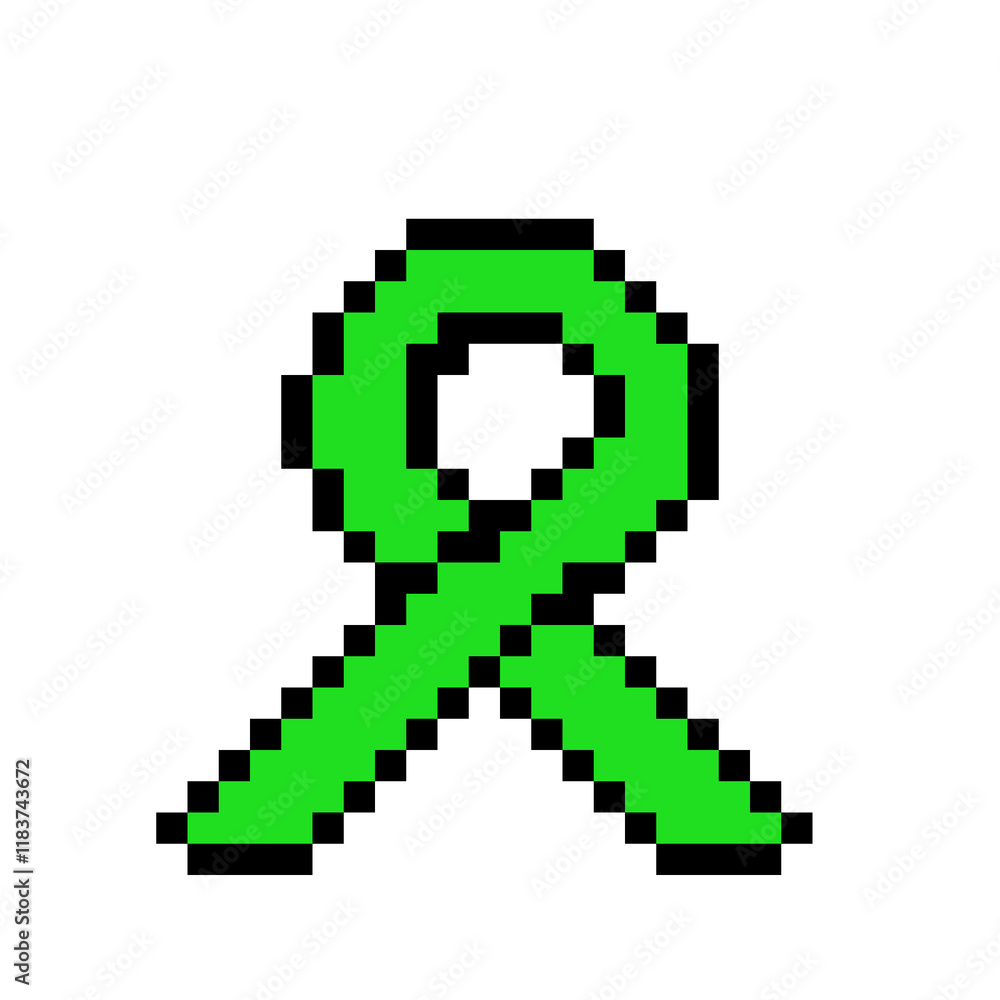 Fototapeta premium Pixel Art Green Awareness Ribbon