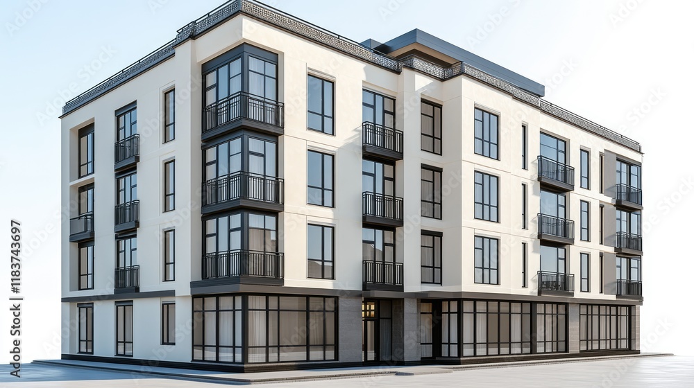 Modern Apartment Building Exterior in Urban Setting Modern Apartment Building Exterior in Urban Setting