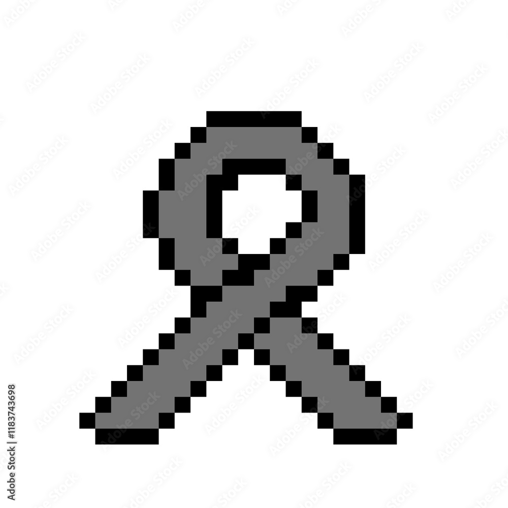 Gray Awareness Ribbon Pixel Art Gray Awareness Ribbon Pixel Art