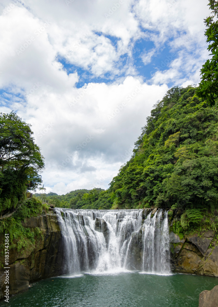 Sunny view of the Shifen Falls