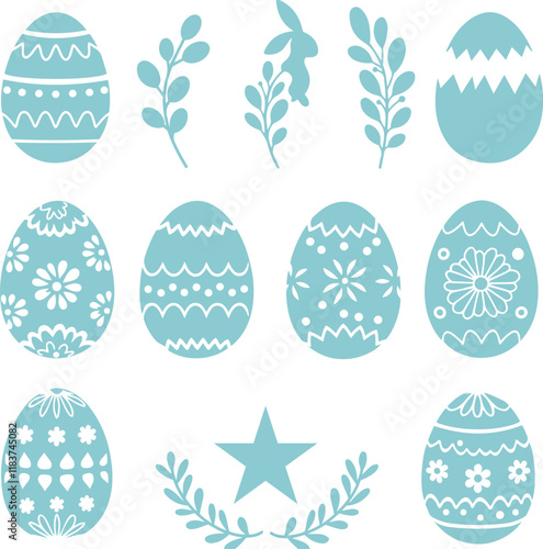 Elegant verystyle set of easter eggs with flowers Ornament set  vector  Silhouettes A Diverse Collection of Vector Icons Festive Decorations 