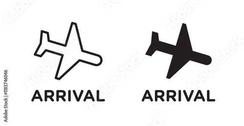 Airport arrival signs set vector graphics designs