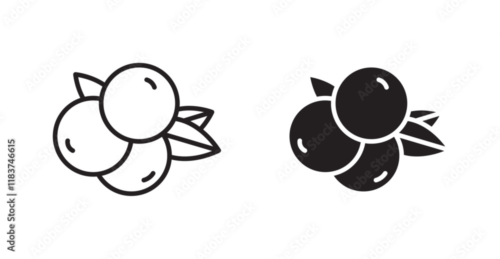 Blueberry icon set vector graphics designs Blueberry icon set vector graphics designs