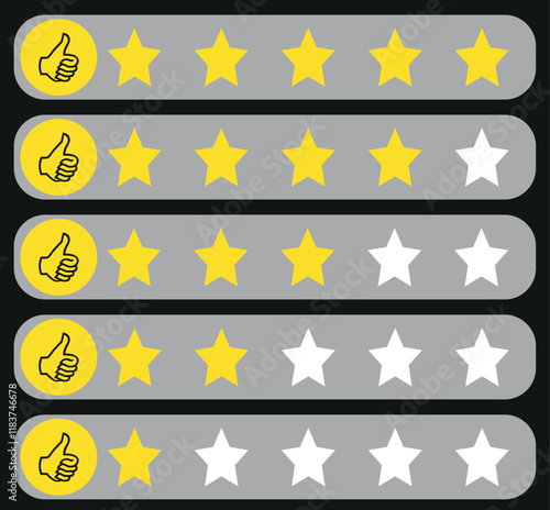  star rating icon collection 1,2,3,4,5 stars rating. linear style. vector icons