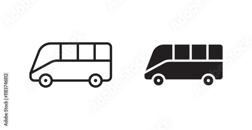 Bus coach icon set vector graphics designs