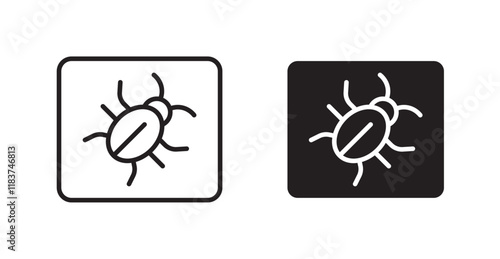 Bug icon set vector graphics designs