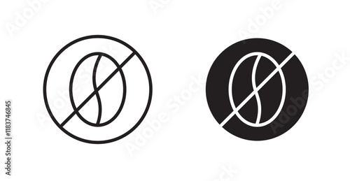 Caffeine free icon set vector graphics designs